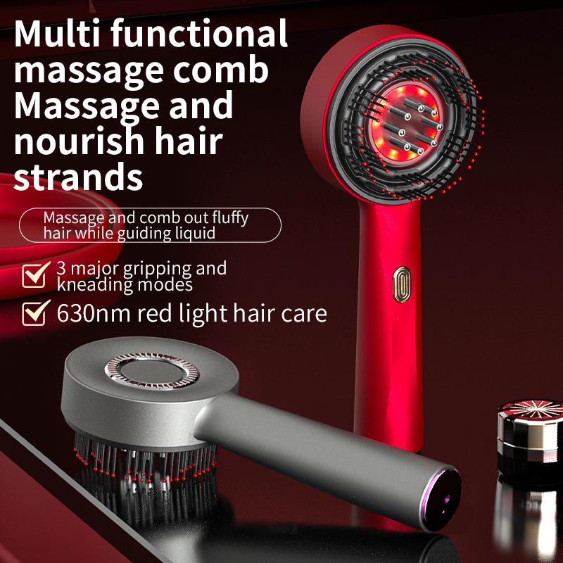 Christmas Xmas New Year Portable Ipx7 Waterproof Electric Hair Scalp Massager, Cordless Hair Massage Comb with 3 Modes, Red Light Hair Care Comb with Essence Liquid Introduction Applicator for Hair Massage, Comfort Hair Care Product for Home & Travel Use