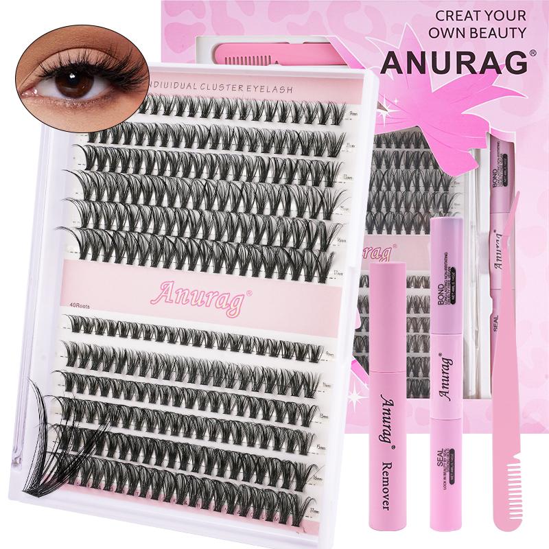 Individual Eyelash Kit, Includes Eyelash Bonding & Sealant, Eyelash Remover, Eyelash Applicator, Eyelash Bundle 240pcs, D Curl DIY Eyelash Extensions, Eyelash Curl, Ultra Thin & Soft, Self-Application at Home dragonlashes Makeup Pack Tweezer Cosmetic