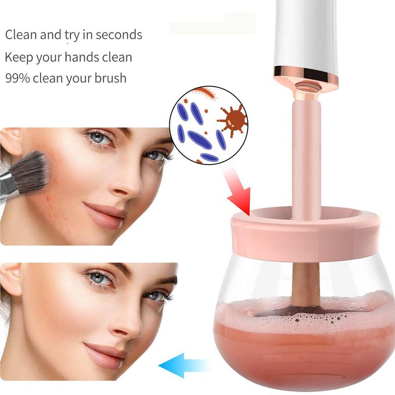 Electric Brush Cleaner Machine, Battery Required Makeup Brush Cleaner Dryer without Batteries, Automatic Brush Cleaner, Makeup Brush Tools, Cosmetic Cleansing Tool, Back to School