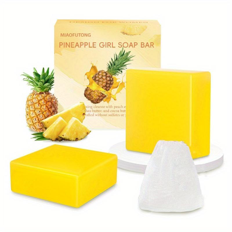 Pineapple Scented Handmade Cold Soaps, 2 Counts set Exfoliating Body Wash Soaps, Body Care Soaps For Women & Men