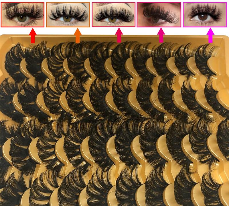 25MM Mink Lashes 25 mm False Eyelashes Long 20 Pairs Pack Dramatic 5D Full Volume Fake Eyelashes 5 Styles Wispy Curly Mink Eyelashes Wholesale