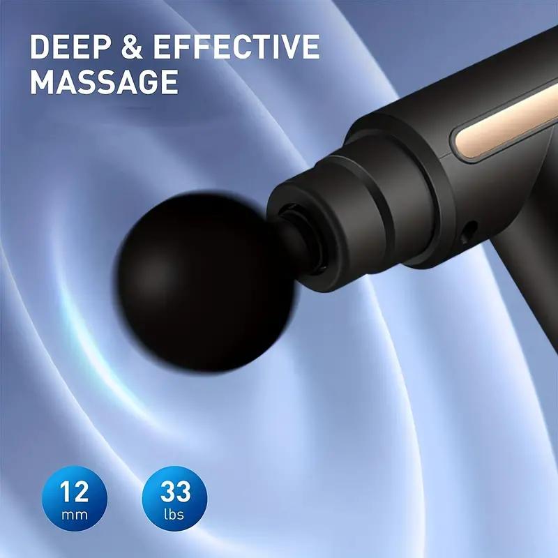 Electric Fascia Massage Gun - Portable Handheld Massager with 4 Replaceable Heads for Deep Tissue Impact and Comfort, Ideal for Exercise and Fitness