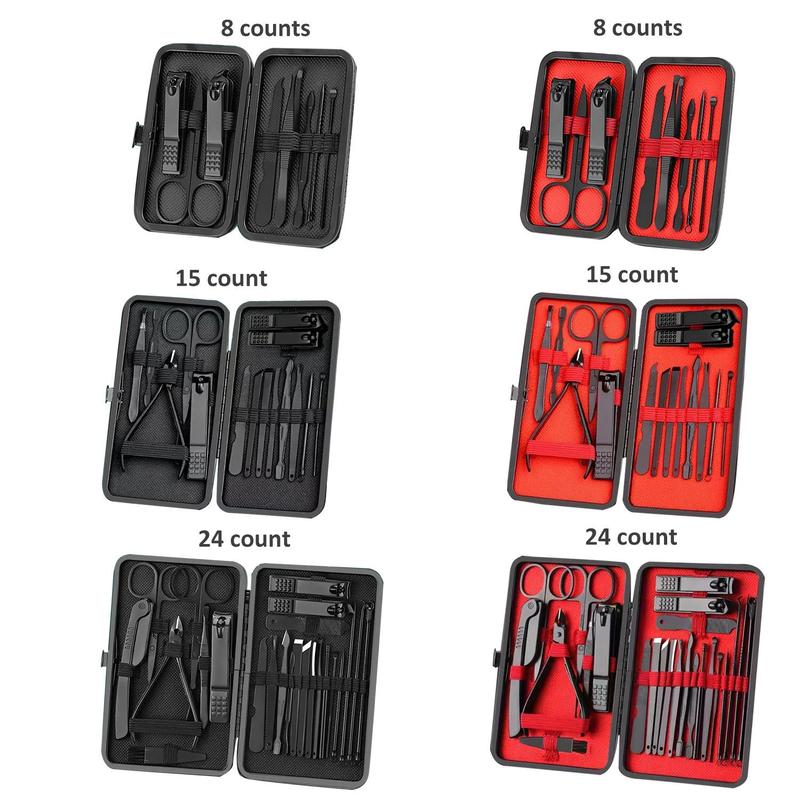 Professional Nail Clipper Set with Storage Case, 8 Counts 24pcs 15pcs Portable Manicure & Pedicure Tool Set, Nail Care Tool for Home & Travel