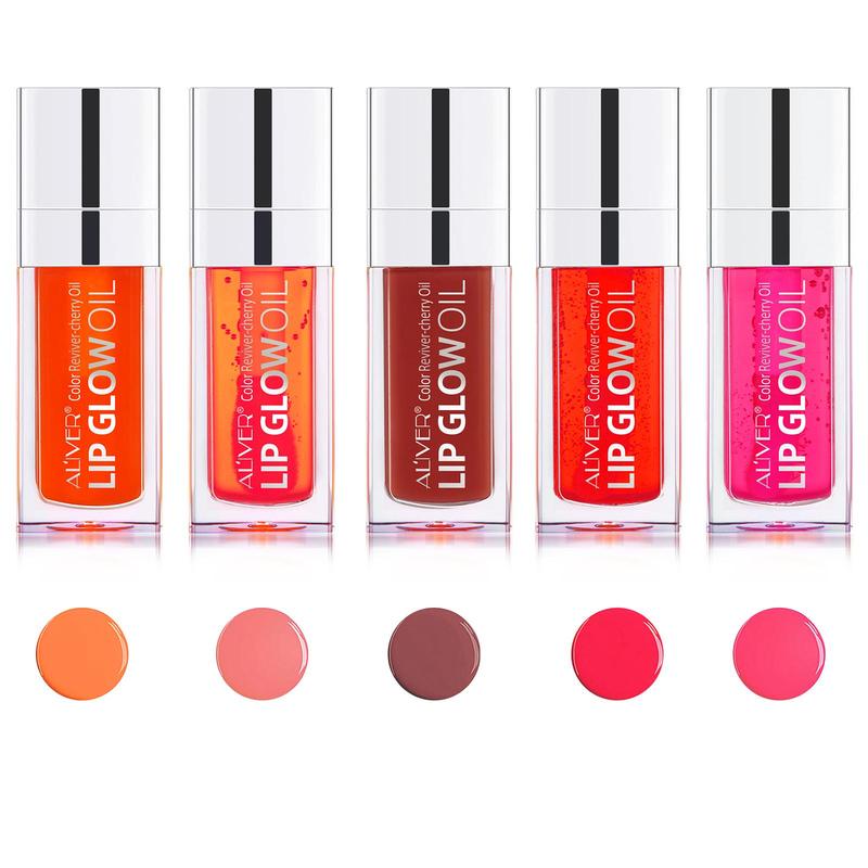 Long-lasting Lip Glow Oil, 5 Counts Moisturizing Lip Gloss, Nourishing Lip Oil, Glossy Lip Stain, Enhancing Lip Care Cosmetics for Dry Lips