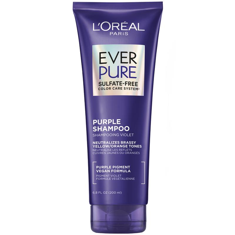 Sulfate Free Purple Shampoo for Blonde, Bleached, Silver, or Brown Highlighted Hair, EverPure, 6.8 Fl Oz, L’Oreal Paris