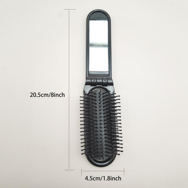 Foldable Hair Comb with Mirror, 1 Count Portable Comb with Handle, Hair Styling Tool, Christmas Gift