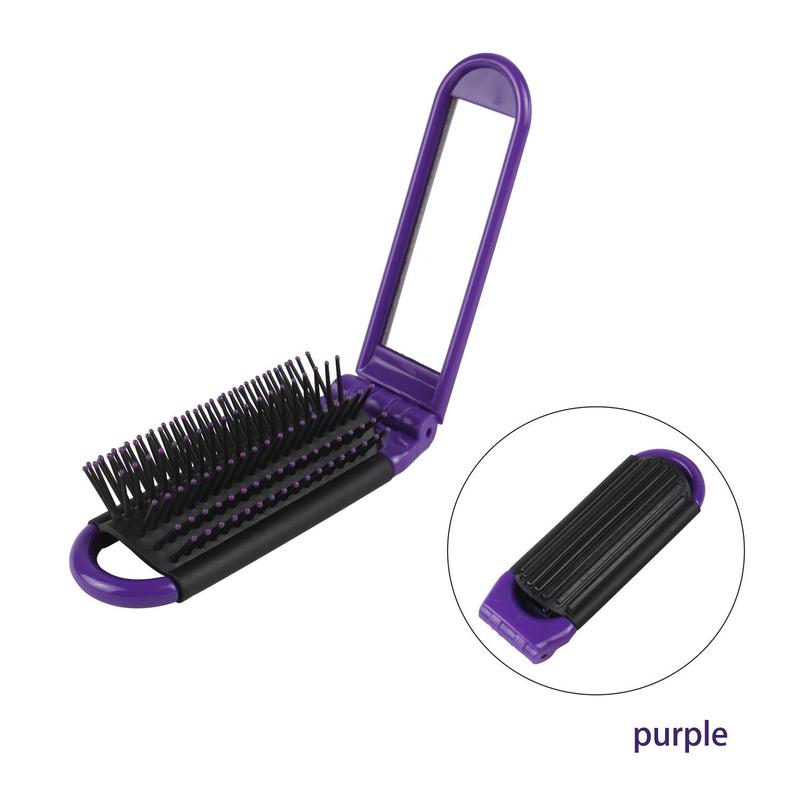 Foldable Hair Comb with Mirror, 1 Count Portable Comb with Handle, Hair Styling Tool, Christmas Gift