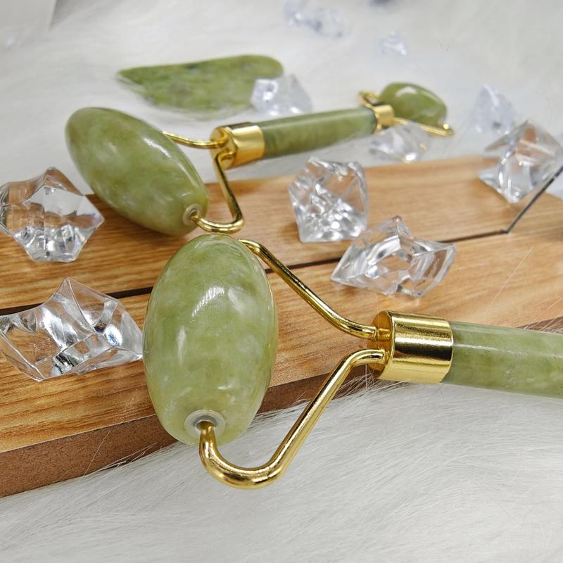 2pcs Natural Jade Stone Scraper, Massager Set, Multifunctional Massage Roller With Face Scraping Tablet