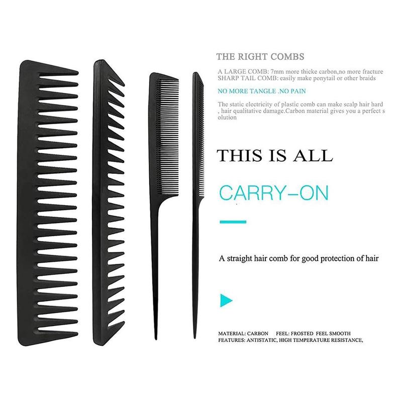 Hair Brush Set, 4 Counts set Detangling Brush and Hair Comb Set for Men and Women, Heatless Styling Tools for Long Thick Thin Curly Natural Hair