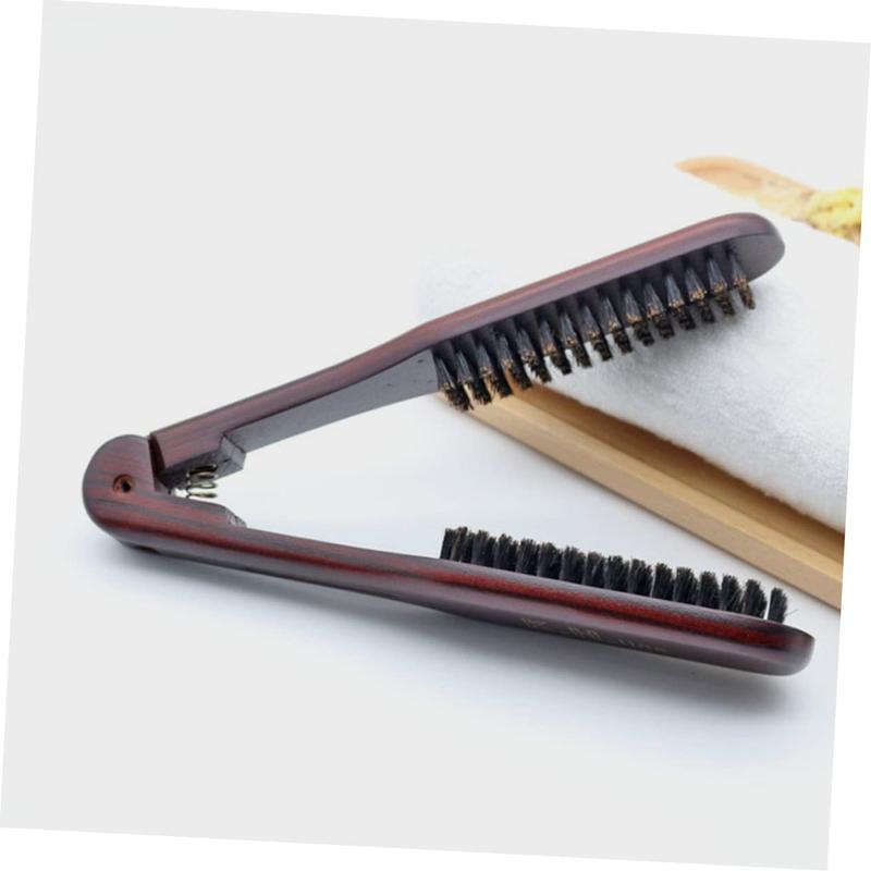 Wooden Anti-static Double Brush Comb, V-shaped Hair Straightener, Salon Hair Styling Tool, Travel Hair Brush, Foldable Hair Comb, Home Hair Styling Tool