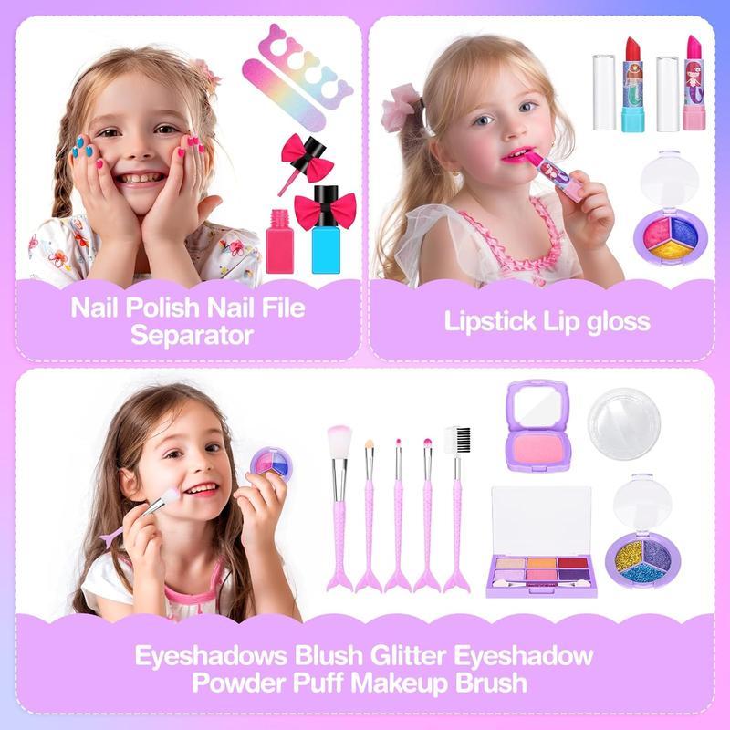 Christmas Kids Makeup Kit for Girl ,Washable Non-Toxic Kid Makeup Toys, Princess Little Girls Play Makeup, Pretend Play Makeup new year birthday gifts