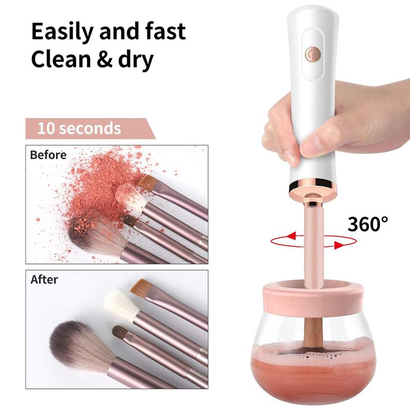 Electric Brush Cleaner Machine, Battery Required Makeup Brush Cleaner Dryer without Batteries, Automatic Brush Cleaner, Makeup Brush Tools, Cosmetic Cleansing Tool, Back to School