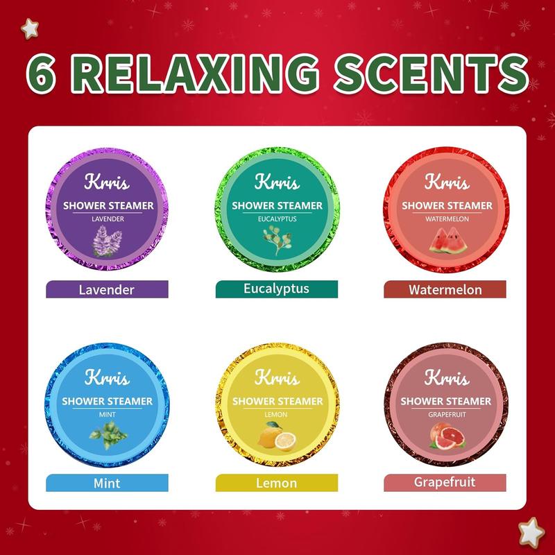 Krris Shower Steamer Aromatherapy Christmas Gifts Stocking Stuffers, 18 PCS Shower Steamers Birthday Gift for Mom with Natural Essential Oils, Self Care & Relaxation Gifts for Lover