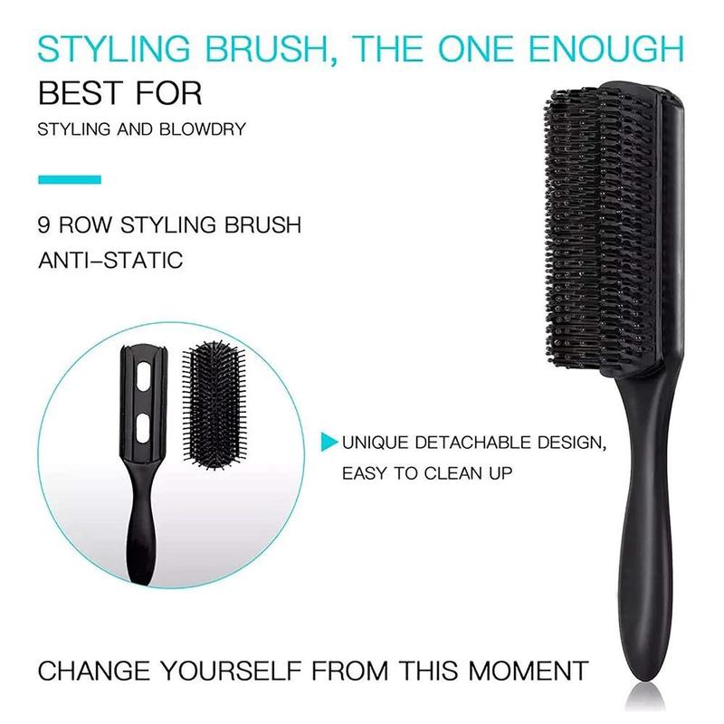 Hair Brush Set, 4 Counts set Detangling Brush and Hair Comb Set for Men and Women, Heatless Styling Tools for Long Thick Thin Curly Natural Hair