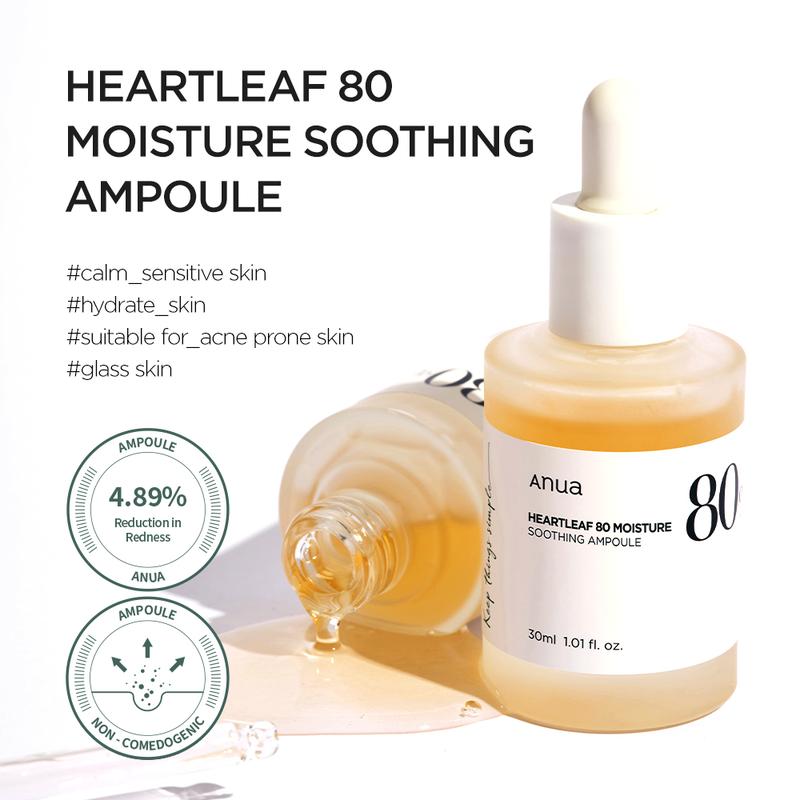 [Anua Official Shop] Heartleaf 80 Soothing Ampoule 1.01 fl.oz. (30ml)｜ Mild & Comfort Serums for Sensitive, Korean skin care, skincare comfort