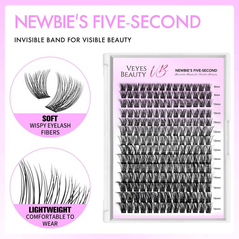 Individual Invisible & Ultra Thin Band False Eyelashes Kit, 1 Set Natural Look Eyelash Extensions with Sealer & Remover & Tweezers, Eye Makeup Enhancement False Eyelashes for Women & Girls