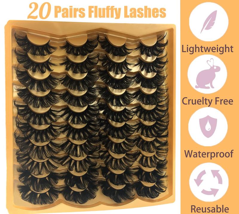 25MM Mink Lashes 25 mm False Eyelashes Long 20 Pairs Pack Dramatic 5D Full Volume Fake Eyelashes 5 Styles Wispy Curly Mink Eyelashes Wholesale