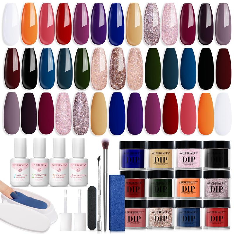 [NO UV Lamp Needed]AZUREBEAUTY 20 Colors Dip Powder Nail Starter Kit, Quick Air-dry, Long Lasting, DIY Nails At Home, Nail Art Beginner Friendly, Christmas Gift for Her, Nail Salon At Home,  Winter Nail Care Nail Polish Manicure