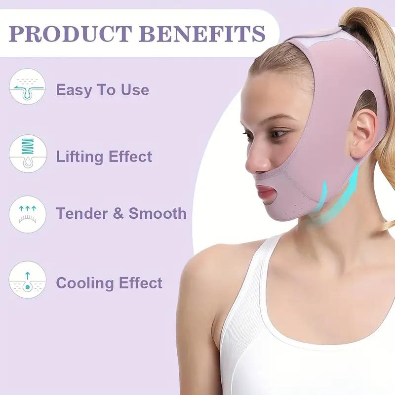 1 Count Facial Thin Face Bandage, V-Shaped Lifting & Tightening Mask for Wrinkle Sagging Improvement, Double Chin Reduction,Full Face Skincare Comfort