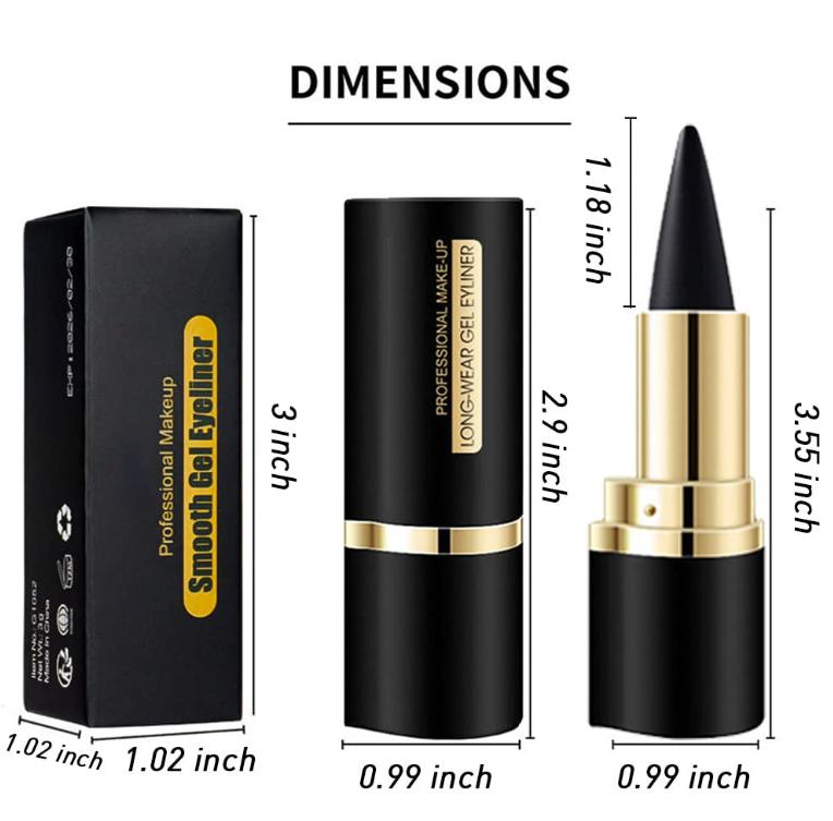 Kaely 2Pcs Black Brown Gel Eyeliner Pencil Set,Natural Cream Eye Liner Waterproof Smudge Proof,Cat Eye Black Smokey Eyeshadow Palette Stick,Goth Halloween Makeup,delineador de ojos contra el agua Lipliner Smooth Cosmetic Clear Gift Wife