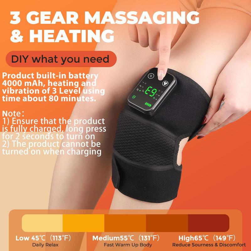 Heating Knee Massager, Knee Shoulder Elbow 3-in-1 Heating Vibration Massagers, Body Care Wireless Hot Compress Massager for Muscle, Birthday Gifts, Gift For Halloween & Christmas & Fall Comfort Adjustable