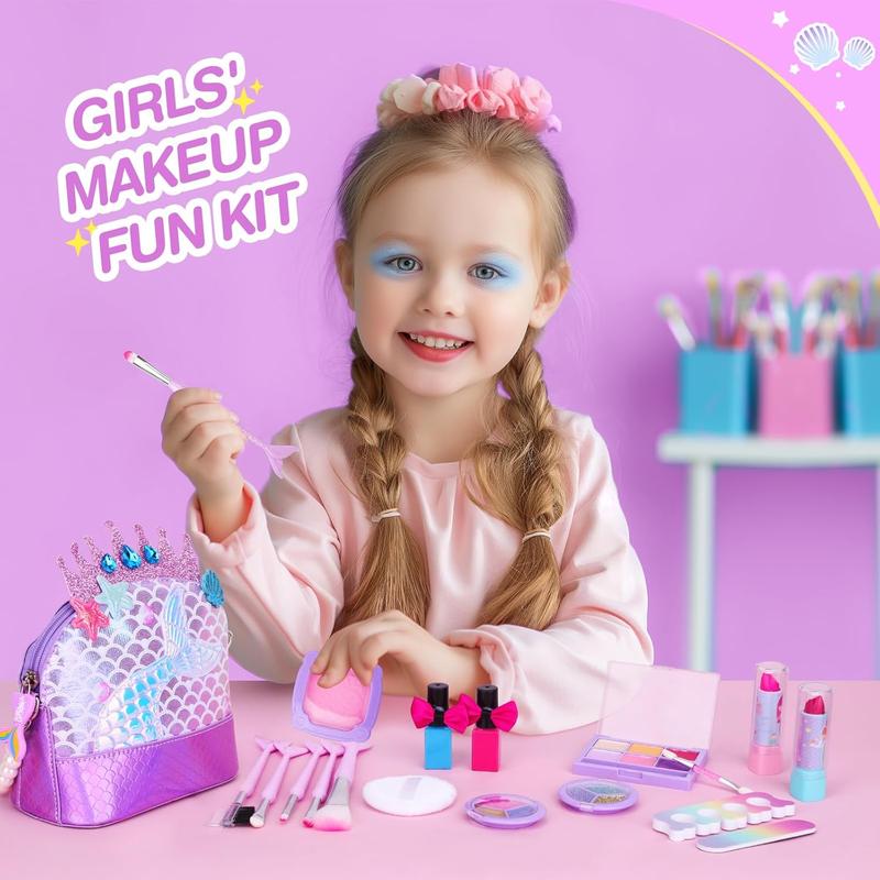 Christmas Kids Makeup Kit for Girl ,Washable Non-Toxic Kid Makeup Toys, Princess Little Girls Play Makeup, Pretend Play Makeup new year birthday gifts