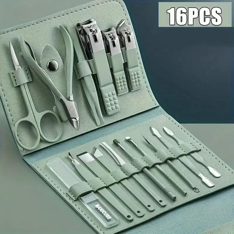 Manicure set,Pedicure kit,16 pcs Nail Care Tools Grooming Kit with Luxurious Travel Case,Thick Nails Men Women Gift.Nail Art Cutics.