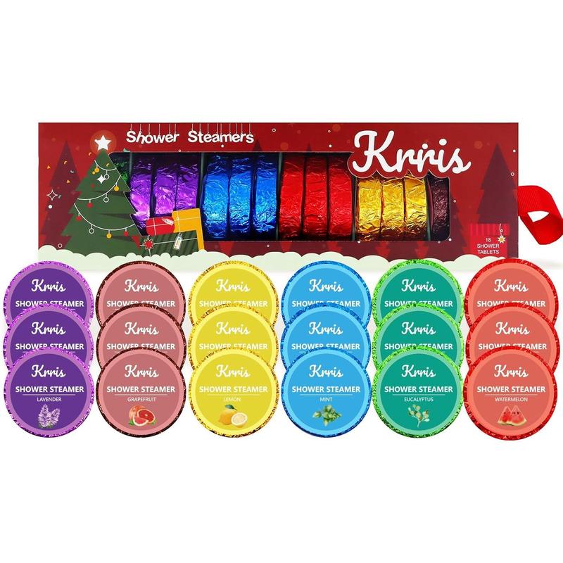 Krris Shower Steamer Aromatherapy Christmas Gifts Stocking Stuffers, 18 PCS Shower Steamers Birthday Gift for Mom with Natural Essential Oils, Self Care & Relaxation Gifts for Lover