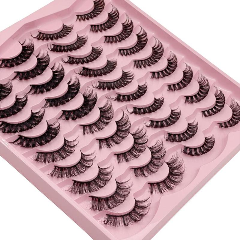 Fluffy False Eyelashes, 20 Pairs Natural Look Eyelash Extensions, Self Grafting Curl Eyelashes, Eye Makeup Enhancement False Eyelashes for Women & Girls, Christmas Gift