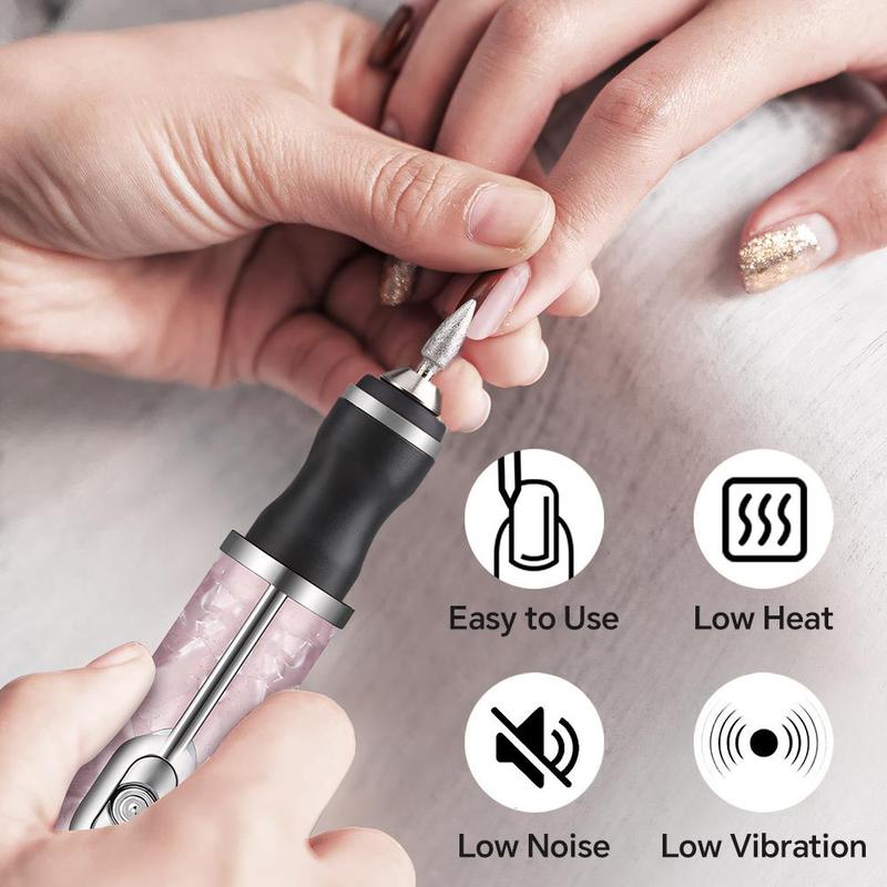 Electric Nail Drill Machine, 1 Set Rechargeable Electric Nail File with 5 Nail Drill Bits, Portable Cordless Nail Art Supplies for Home & Salon Use