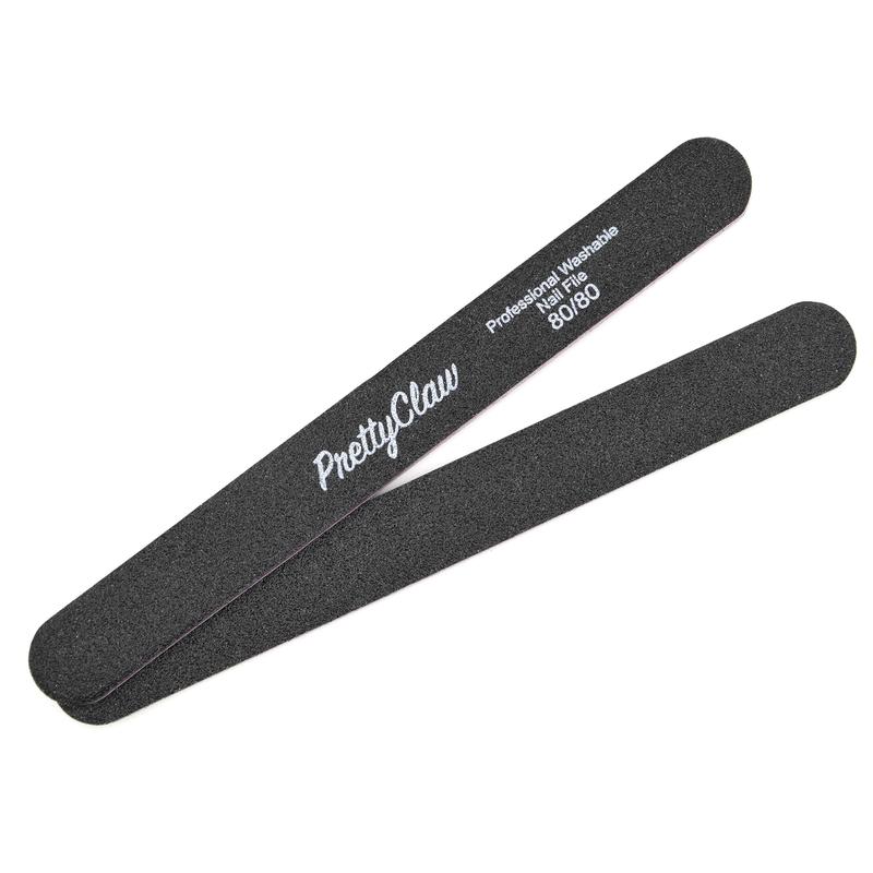 10pc PrettyClaw Nail File Black Grit Straight Professional Acrylic Nail Files Plastic Center Double Sided Emery Board for Nails Washable 7 inch Nail File Manicure Nail Care