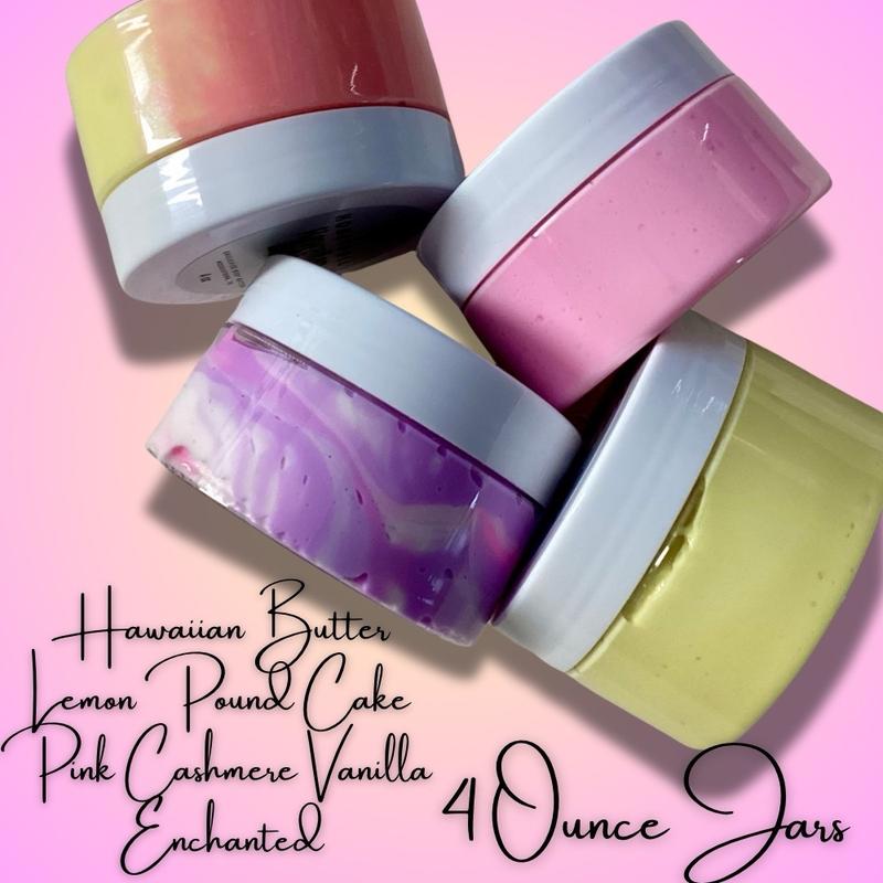 Top Seller Set of Four Emulsified Body Butter - Hawaiian Butter - Lemon Poundcake - Enchanted - Pink Cashmere Vanilla - Body Cream - Moisturizing