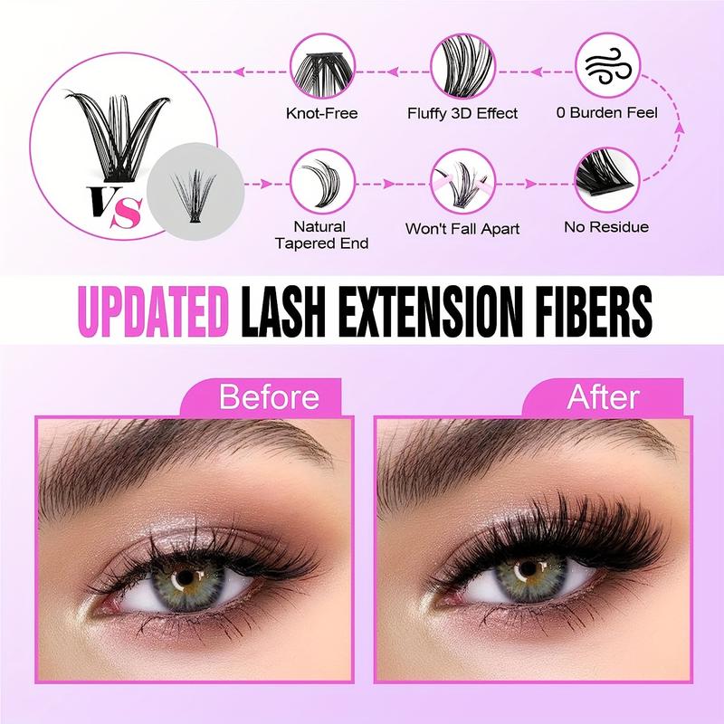 480pcs Lash Extension Kit DIY Lash Clusters Eyelash Extension Kit, 9-16mm Mix 30D 40D Curl Individual Lashes Kit With Lash Bond And Seal Lash Tweezers For Self Use (30D&40D-0.07D-9-16MIX KIT)