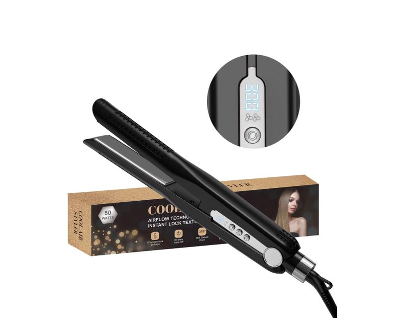 Airflow Styler, 5 Temp, Dual Voltage Hair Straightener with Cool Air Vent and 96 Ventilation Vents - Traditional, Adjustable