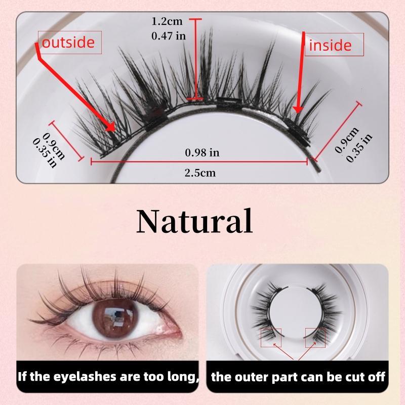 Magnetic Eyelashes, 1 Pair Natural Style Reusable False Eyelashes, Simple and Fast Eyelashes, Eye Makeup Product for Women & Girls, Christmas Gift