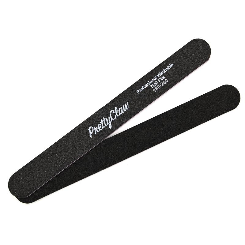 10pc PrettyClaw Nail File Black Grit Straight Professional Acrylic Nail Files Plastic Center Double Sided Emery Board for Nails Washable 7 inch Nail File Manicure Nail Care