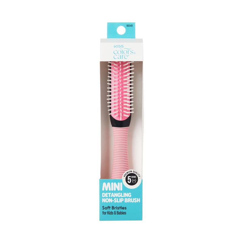 KISS Colors & Care Mini Non-Slip Soft Bristle Detangling Brush - Pink