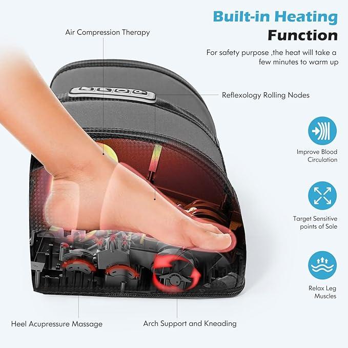 Foot Massager Machine with Heat [2025 Upgraded], FSA HSA Eligible Foot Massager, Christmas Gifts for Women Mom Men Dad, 3 Heat Levels