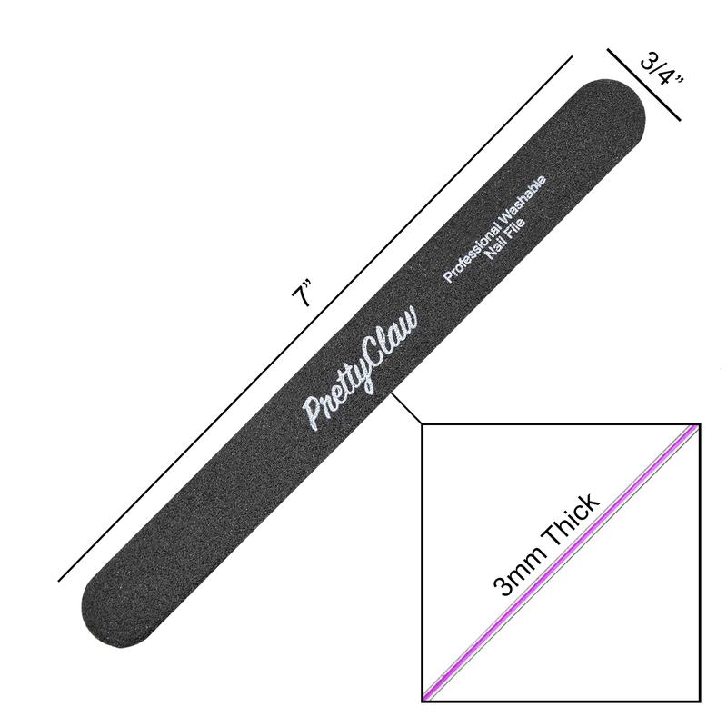 10pc PrettyClaw Nail File Black Grit Straight Professional Acrylic Nail Files Plastic Center Double Sided Emery Board for Nails Washable 7 inch Nail File Manicure Nail Care