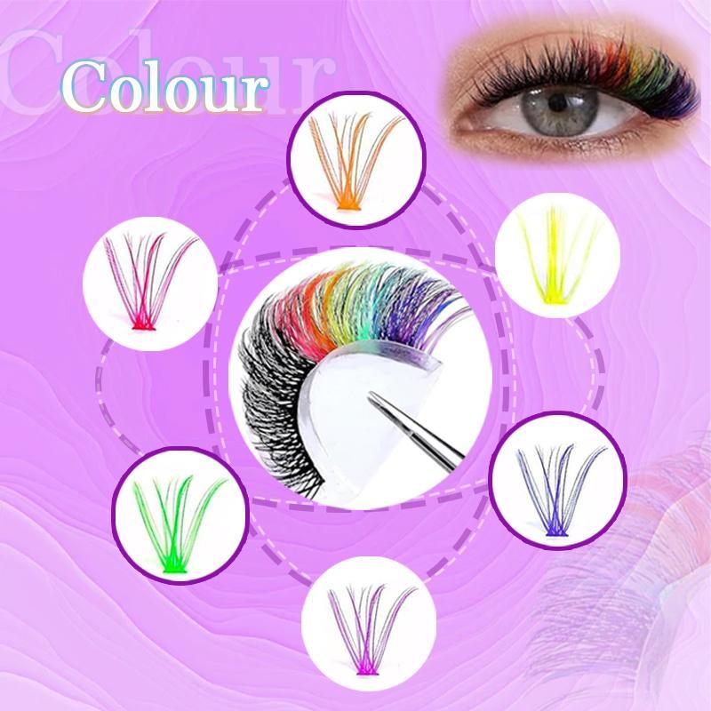 Mixed Length Individual False Eyelashes with Eyelash Extension Glue & Tweezer Tool, 1 Set Multicolor DIY Lash Extensions, Natural Lash Clusters, Fall Gift, Mini Makeup, Christmas Gift