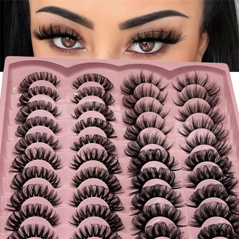 Fluffy False Eyelashes, 20 Pairs Natural Look Eyelash Extensions, Self Grafting Curl Eyelashes, Eye Makeup Enhancement False Eyelashes for Women & Girls, Christmas Gift