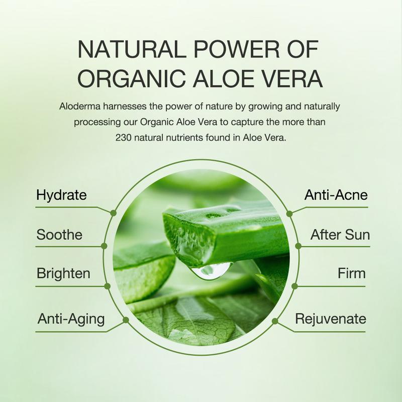 ALODERMA Pure Aloe Vera Gel Made with Organic Aloe within 12 Hours of Harvest, Natural, Lightweight & Non-Sticky for Face, Body, Hair, & Scalp, 10.6oz