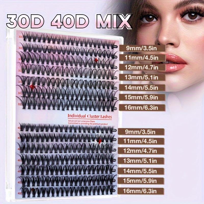 480pcs Lash Extension Kit DIY Lash Clusters Eyelash Extension Kit, 9-16mm Mix 30D 40D Curl Individual Lashes Kit With Lash Bond And Seal Lash Tweezers For Self Use (30D&40D-0.07D-9-16MIX KIT)