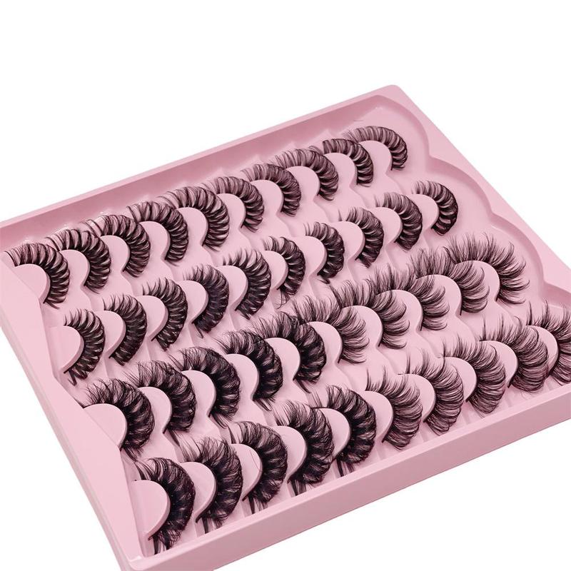 Fluffy False Eyelashes, 20 Pairs Natural Look Eyelash Extensions, Self Grafting Curl Eyelashes, Eye Makeup Enhancement False Eyelashes for Women & Girls, Christmas Gift