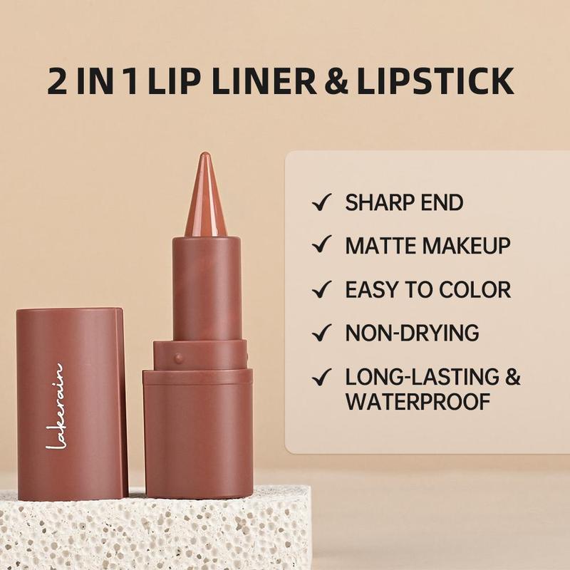 2 in 1 Matte Finish Lip Liner & Lipstick, 6 Counts set Long Lasting Waterproof Lip Liner for Women, Lip Makeup Products