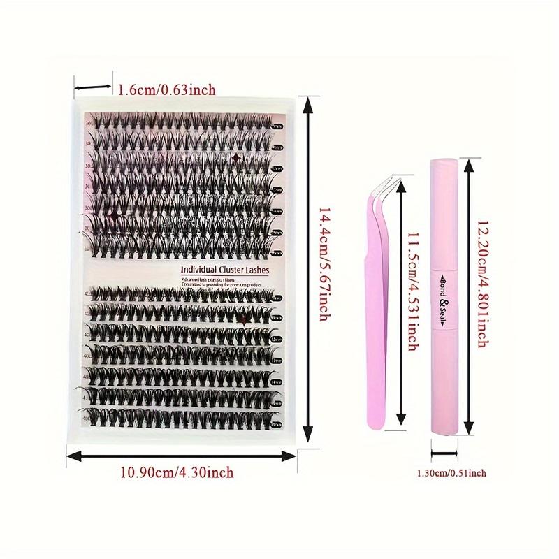 480pcs Lash Extension Kit DIY Lash Clusters Eyelash Extension Kit, 9-16mm Mix 30D 40D Curl Individual Lashes Kit With Lash Bond And Seal Lash Tweezers For Self Use (30D&40D-0.07D-9-16MIX KIT)