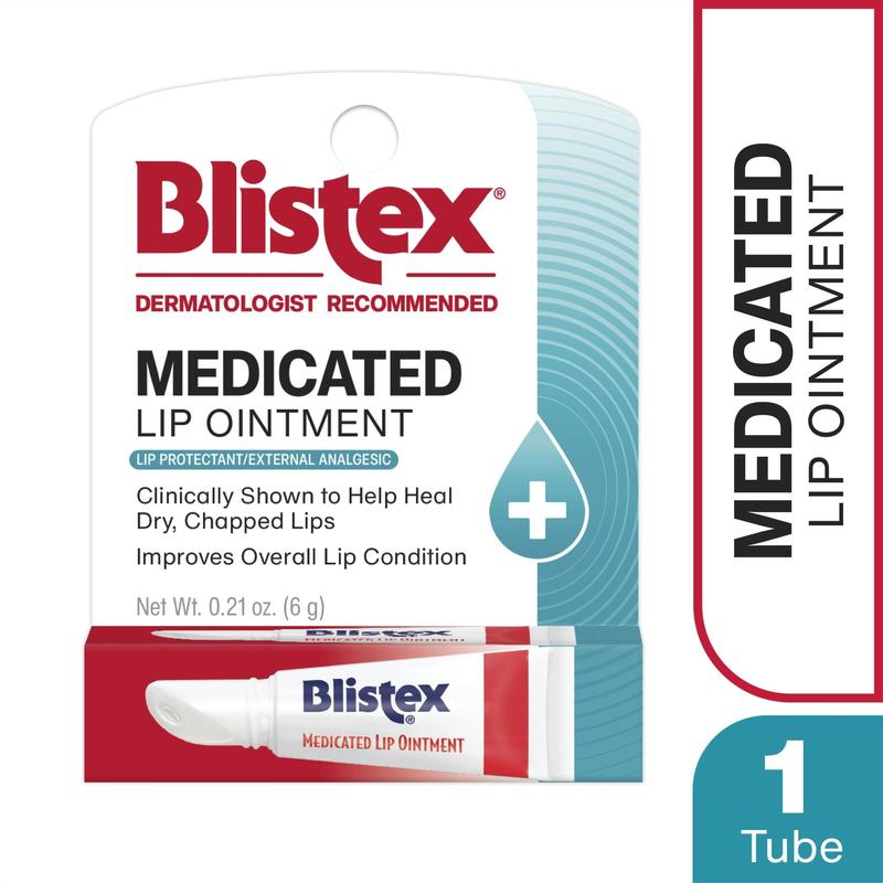 Blistex Medicated Ointment Lip Balm Stick, Relieving, moisturizing, and soothing for lip irritation Cold Sores, 0.21 Ounce (Pack Of 4)