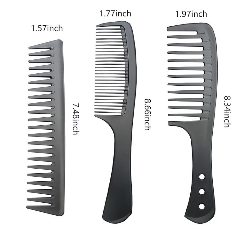 Professional Comb Set Black 6 count - Carbon Fiber Anti Static And Heat Resistant Comb-Fine and Wide  Comb for Men and Women - Parting Teasing and Hair Styling