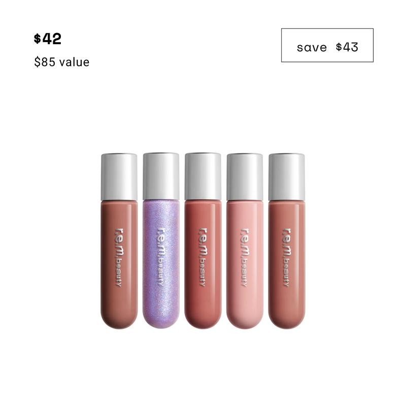 r.e.m. beauty 90's baby plumping lip gloss set lipstick