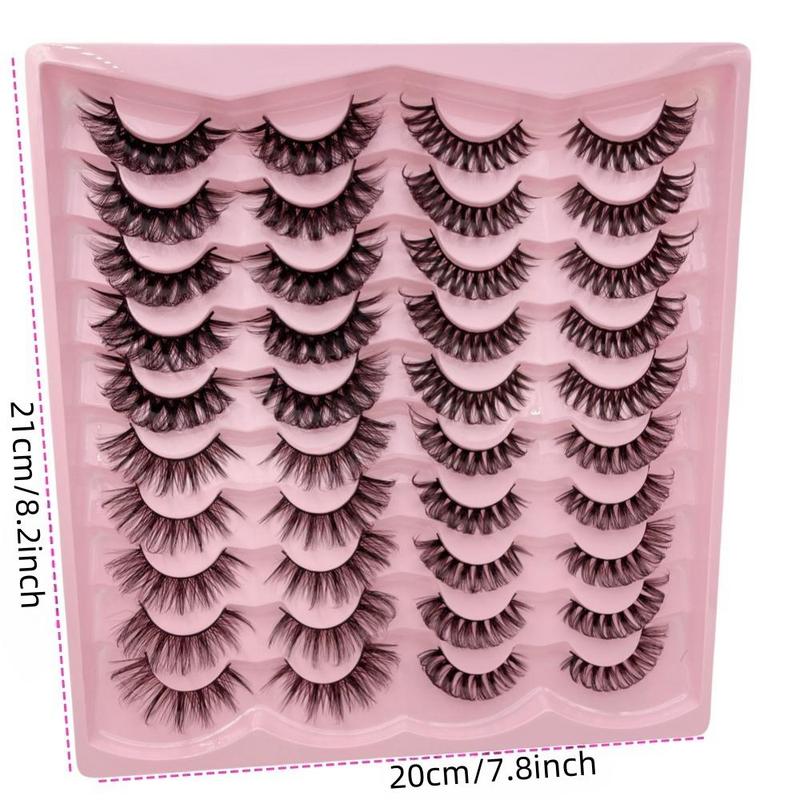 Fluffy False Eyelashes, 20 Pairs Natural Look Eyelash Extensions, Self Grafting Curl Eyelashes, Eye Makeup Enhancement False Eyelashes for Women & Girls, Christmas Gift